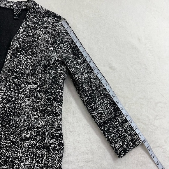 Clara Sun Woo Open Cardigan Blazer Pockets Oversized Size Med Black White - Picture 9 of 10